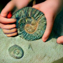 generated: a girl examining an ammonite fossil #7